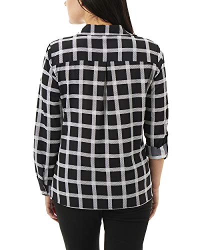 Ny Collection Printed Roll-Tab Sleeve Blouse #TOP1