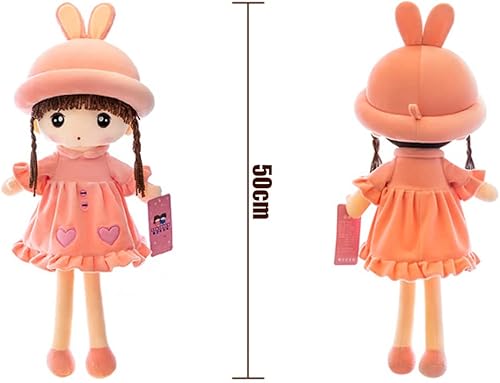 Miniatura 6 de Muñeca de felpa con ropa, muñeca de trapo de 19.7 pulgadas, acogedora muñeca de bebé suave para niños, juguete de peluche con falda de sombrero,