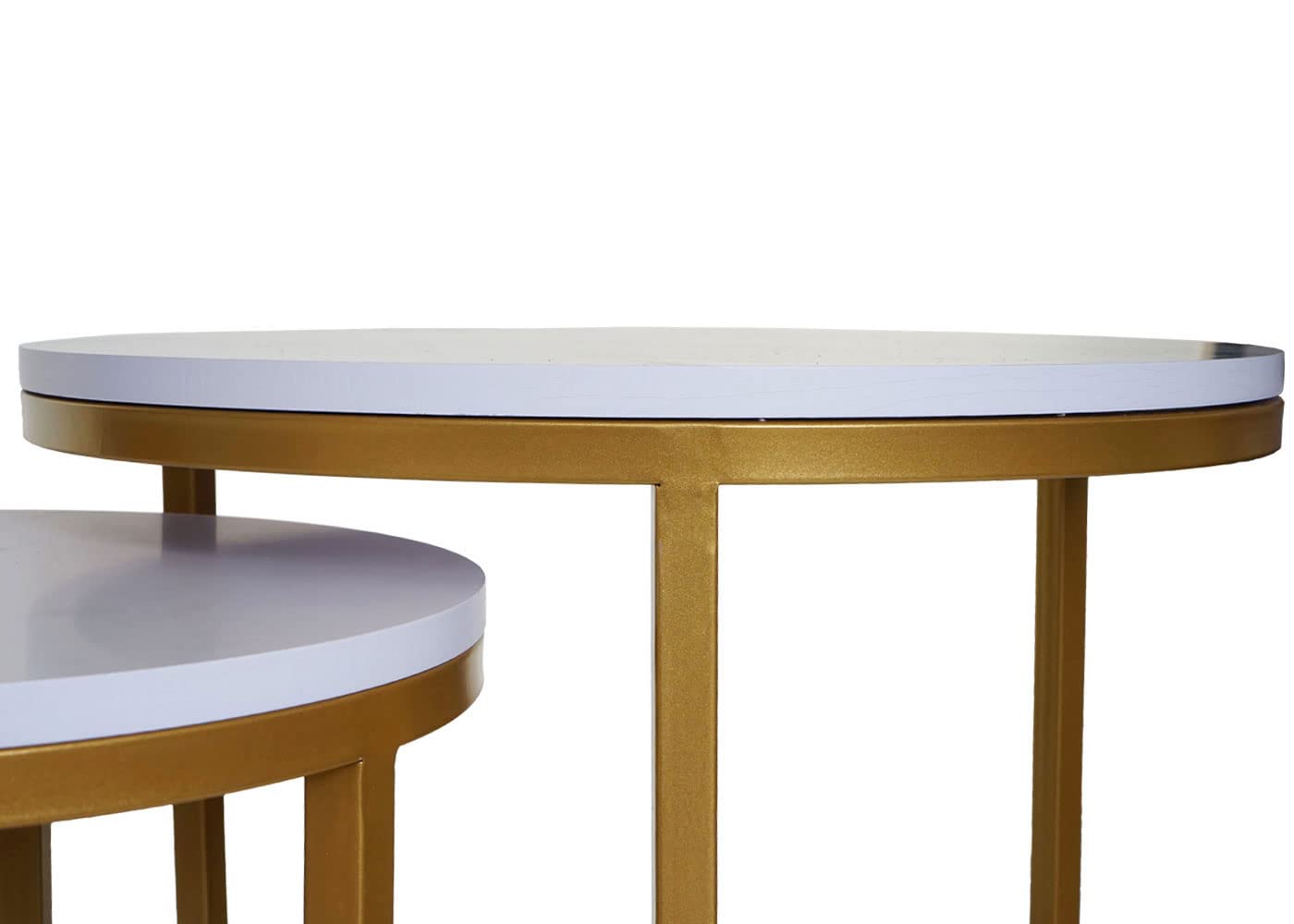 Mendler Set 2X tavolini Eleganti da Salotto HWC-K46 Effetto Marmo Bianco Oro