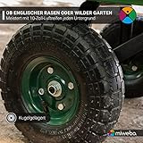 Miweba Bollerwagen Dumper | 𝟑𝟎𝟎 kg Traglast - Luftreifen - Volumen 75 L - Kippfunktion - Sackkarre - Schubkarre - Transportwagen - Kinderwagen - Handwagen - Gartenwagen - Wagen - Kippwagen (Grün)