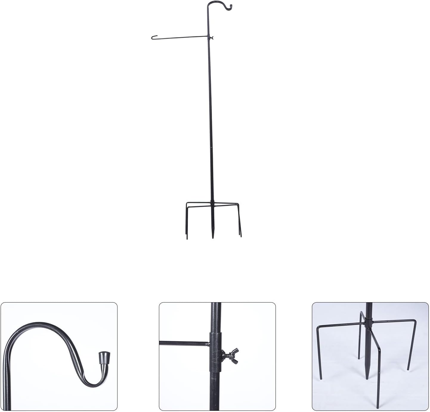 Iron Shepherd Hook Garden Flagpole Holder Outdoor Rust-Resistant Iron Ground Hook for Yard Hanging Plants Lanterns and Streetlamp Hanger