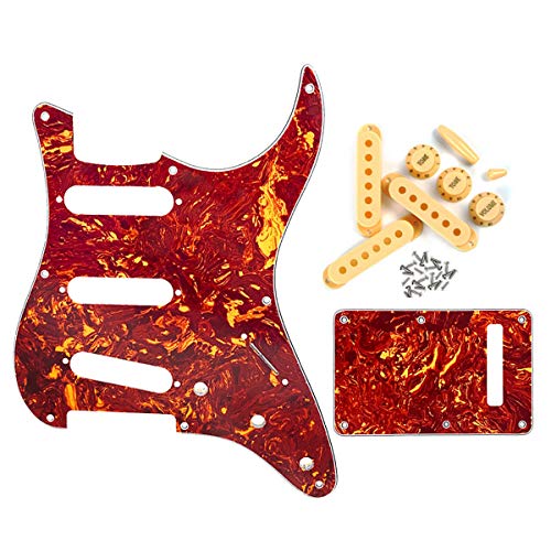 FLEOR Plaque à gratter pour guitare électrique 8 trous SSS Style Pickguard Back Plate Set 52mm Pickup Covers 2 TIV Knobs… - Les Beatles, Paul McCartney, John Lennon, RIngo Starr, George Harrison FLEOR Plaque à gratter pour guitare électrique 8 trous SSS Style Pickguard Back Plate Set 52mm Pickup Covers 2 TIV Knobs…