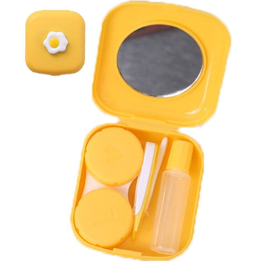 Sanfly Contact Lens Case Women Portable Cute Contact Lenses Box Eyes Care Kit Storage Container with Mirror for Home Travel