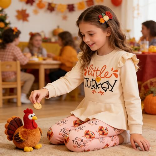 Image of Little Girls 2 Piece Outfits Ruffle Sleeve Unicorn Sweatshirts Top and Leggings Set School Outfits Kids Clothing Set