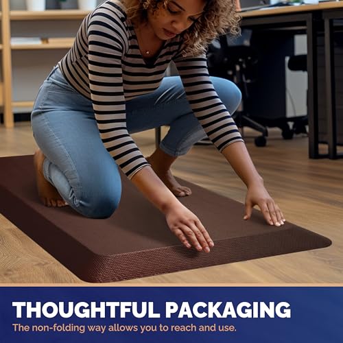 Image of Anti Fatigue Mat Kitchen Mats Cushioned,Thicken Core Foam 20x39x9 /10-Inch,Perfect for Kitchens,Standing Desks and Garages,Phthalate Free,Relieves Foot,Knee,and Back Pain(Brown,20 inchx39 inch)