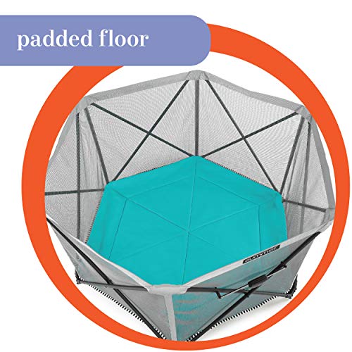 Image of Summer Pop 'N Play SE Hex Playard, Aqua - Lightweight Play Pen for Indoor and Outdoor