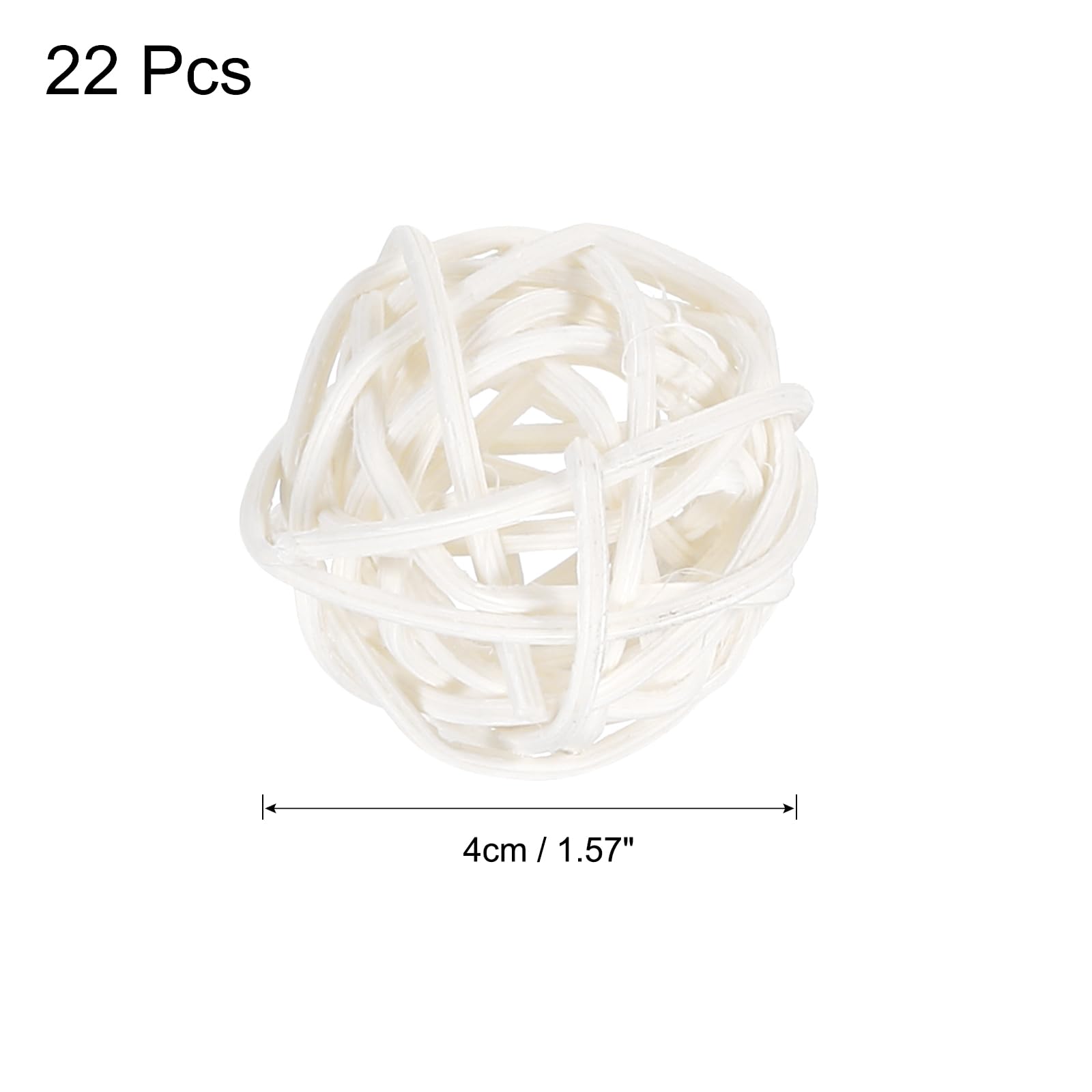 uxcell 22 Pcs Wicker Rattan Balls, 1.6inch Wood Decorative Balls Vase Fillers for Centerpiece Bowl Orbs Fillers Tree Wedding Home Decor, White