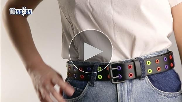 Amazon.com: MINGSUN Double Grommet PU Leather Belt - Studded