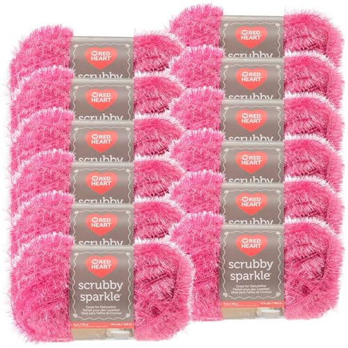 Red Heart Scrubby Sparkle Yarn 12/Pk, 12 Pack