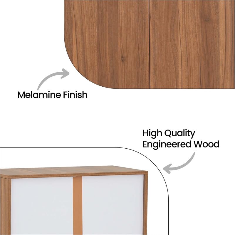 Image of Royaloak Zen 2 Door Shoe Rack, Engineered Wood Shoe Cabinet with Shelves, Space Saving Shoe Organizer for Entryway, Living Room Storage Unit, Melamine Finish W 27.55 x D 14.56 x H 39.37 Inches