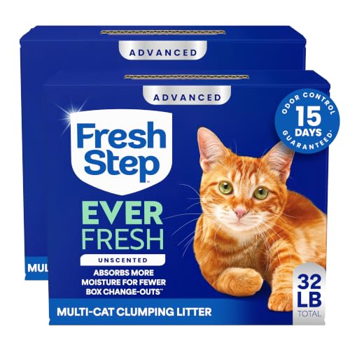 Fresh Step Advanced Ever Fresh Multi Cat Clumping Litter Unscented Cat Litter Ammonia Block Technology Ultra Absorbent 16 lb. Box Pack of 2