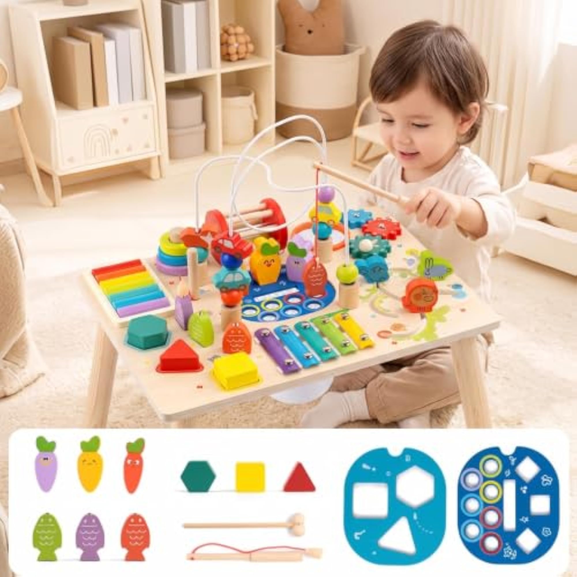 Wooden Activity Table with Bead Maze