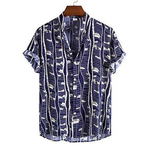 Chemise tropicale à manches courtes pour hommes vêtement d'été boutonné