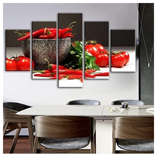 Cuadros En Lienzo 5 Piezas Lienzo Arte De Paredtomate Chile Cuadro Decoracion Hogar Dormitorio Lienzo Pintura En Lienzo Obra De Arte De La Habitación Pinturas En Lienzo (Sin Marco 200 X 100 Cm)