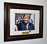 DONALD TRUMP, 45-47 President Signed Autograph, on 8 x10 color photo, COA, UACC, Maga Hat, Election Newspaper, Elegant Frame