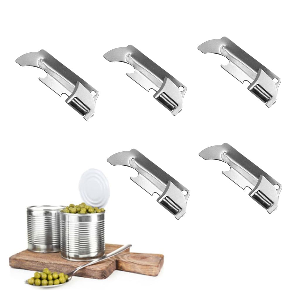 QRZLP 5PCS Military Style Can Openers, Multi Function Stainless Steel Can Opener Portable Manual Bottle Opening Tool for Outdoor Travel Survival Camping.