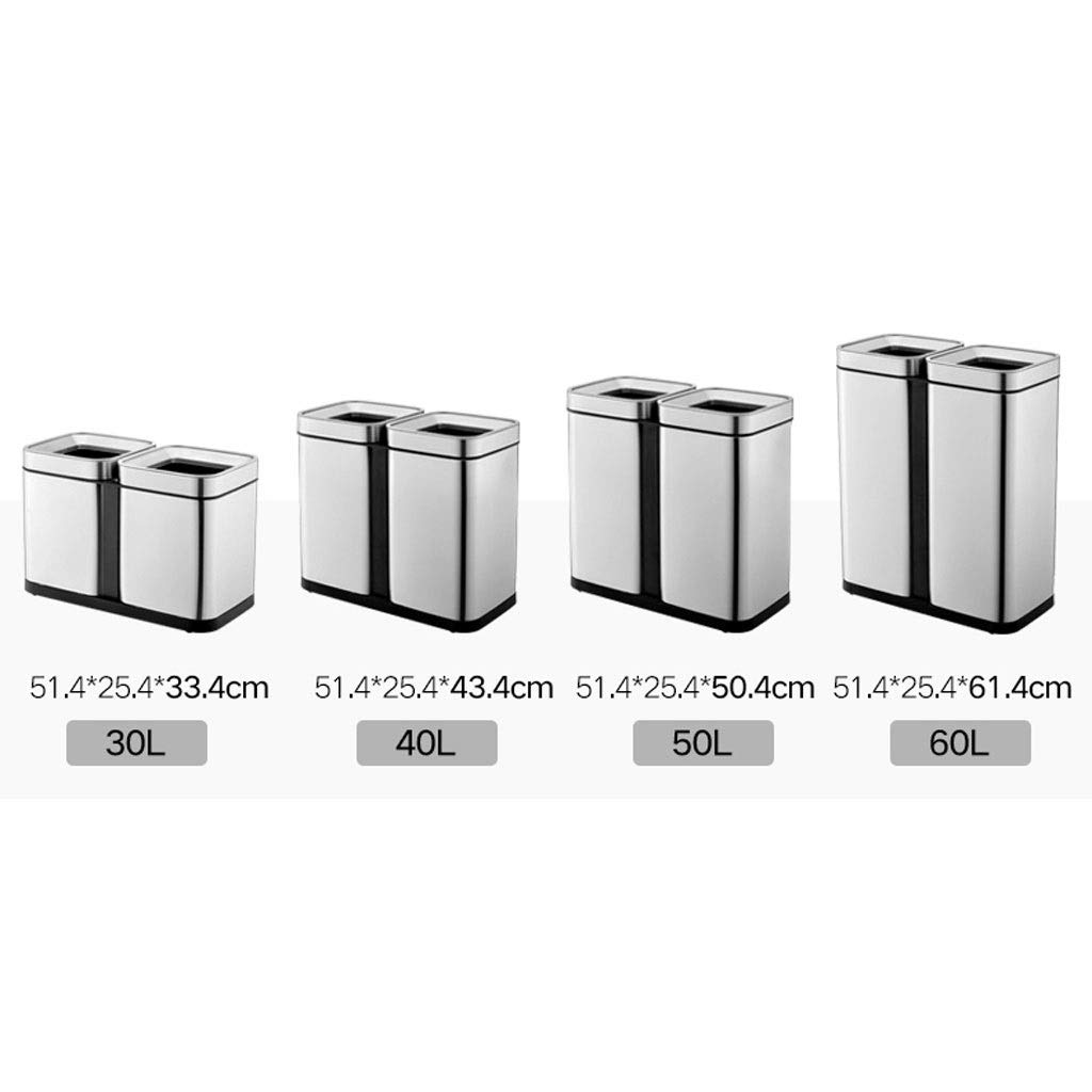 Przechowywanie odpadów Lobby Trash Can Stal nierdzewna 30L / 40L / 50L / 60L Hotel Zakupy Centrum handlowe Śmieci(30L)
