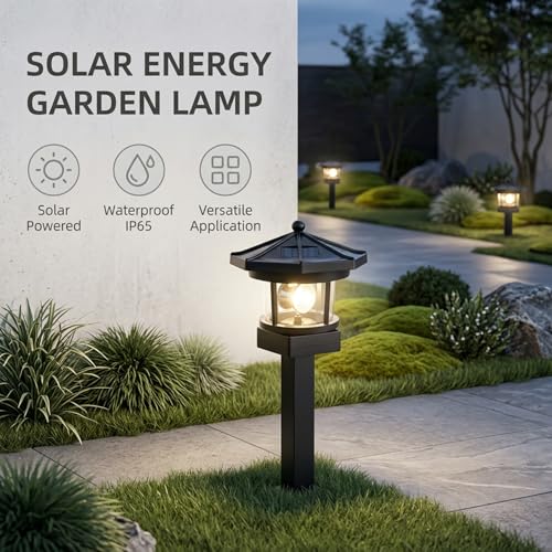 Faro solar giratorio de jardín en pack de 2 lámparas negras de exterior 360 grados 4