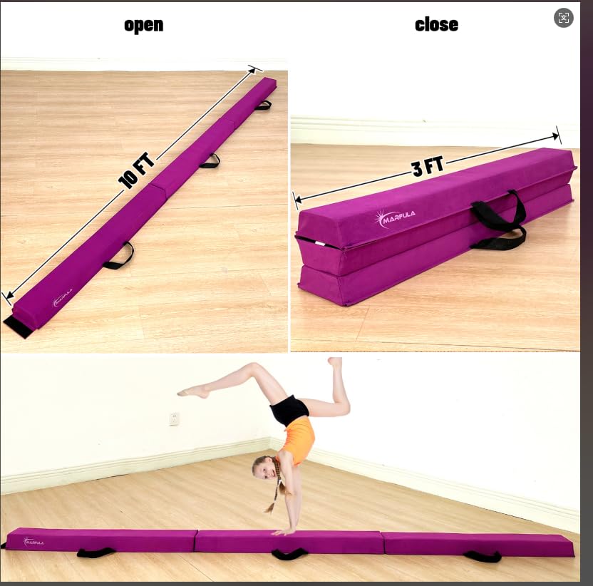 Image of Marfula 6 FT / 8 FT / 9 FT Folding Gymnastics Beam Foam Balance Floor Beam