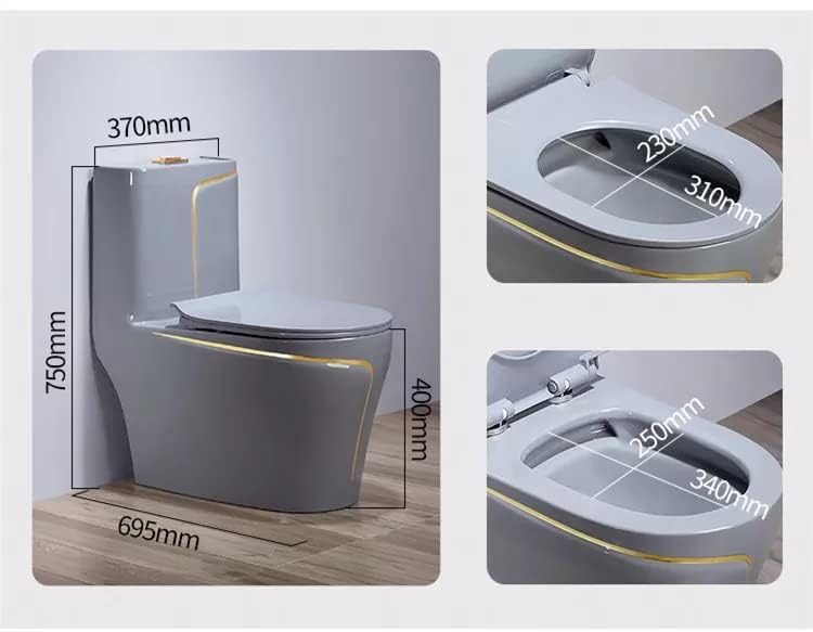 Image of B Backline Ceramic P Trap Commode | One Piece Floor Mount Western Toilet Commode /European Commode /Water Closet For Bathroom P trap Outlet From Wall - (Grey Glossy)