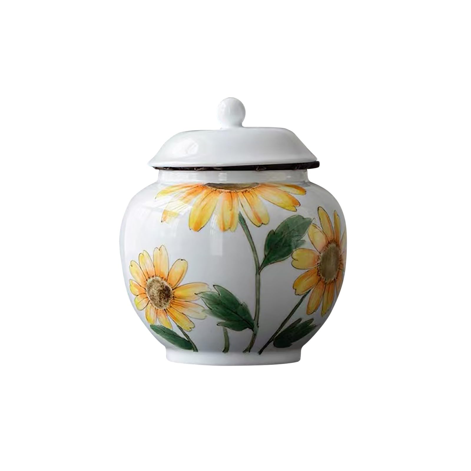 NS Online Small urn Ashes Keepsake - Sunflower Ceramic Small urn ​for Humans， Funeral Memorial 4.2 inches Flowers urn for Adults, Child, Pets， Hold 15 Cubic inches -Qnty 1