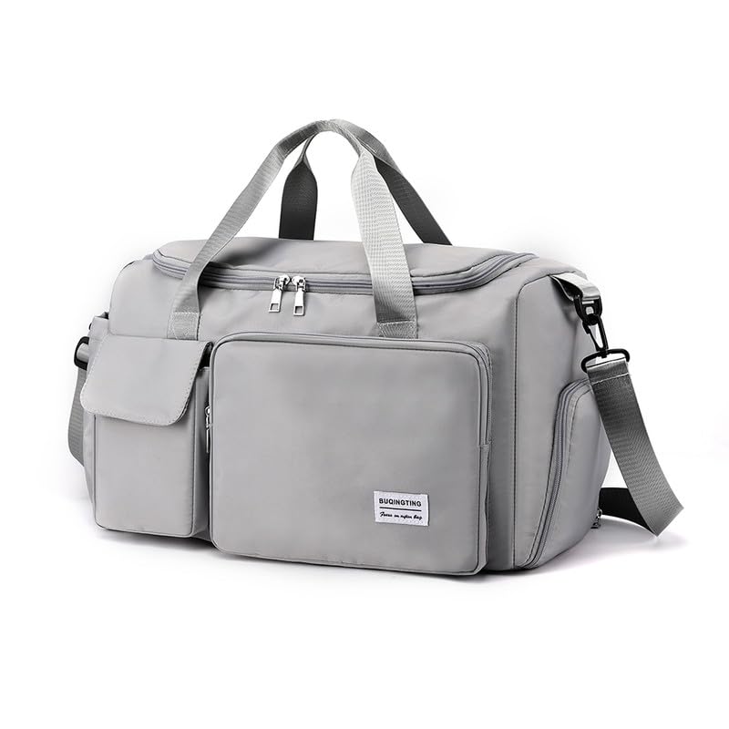 Sac de sport avec compartiment humide et chaussures gris pour entraînement mixte