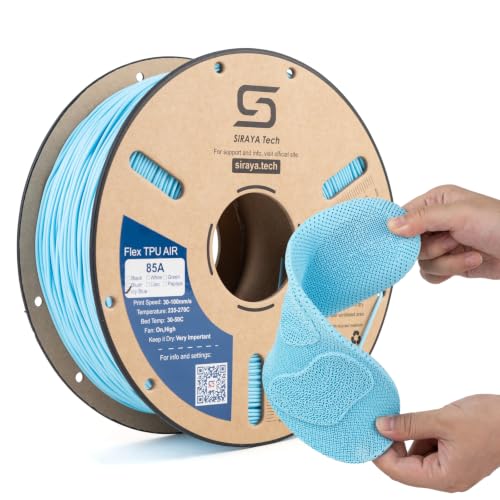 Image of Siraya Tech Flex TPU Air - Active Foaming 3D Printer Filament, ICY Blue 1kg | Adjustable Hardness (65A-82A), Up to 50% Lighter, High-Speed Printing, Easy to Print Soft TPU for Wearables & Prototypes