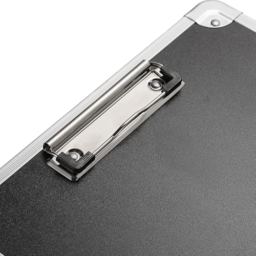 OGANAZI Alu Dokumentenkoffer Abschließbare Dokumentenbox mit Schlüssel Aluminium Aktenkoffer Tragbare wasserdicht Handkoffer Büro Business Koffer für A4 Papier Silber und Schwarz 32x24x7,5 cm