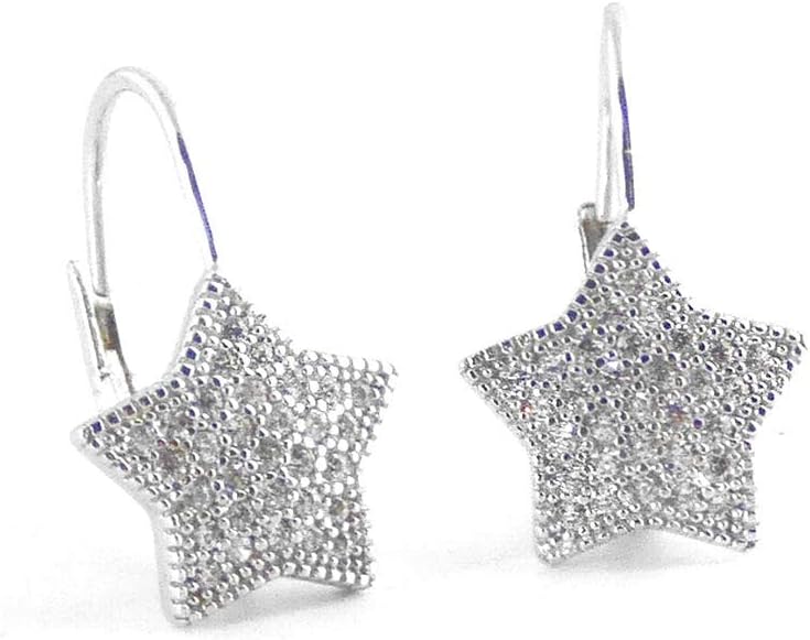 925 Solid Sterling Silver Dangling Small Star Earrings, Dangle Leverback Tiny Allergy Free Jewelry