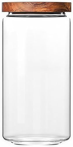 Miniatura 15 de Viovian 16 oz / 500ML Recipiente de Vidrio para Nueces de Café Vintage con Tapas de Madera Recipientes de Almacenamiento de Vidrio Transparente 16oz