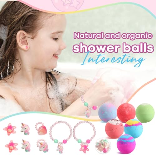 MeCids Bath Bombs for Kids with Surprise Toy Inside, 6 Pack Organic Bath Bomb with Bracelets and Rings, Bubble Bath Bombs Ball Kit for Kids Girls Birthday Christmas - Image 6