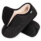 LongBay Womens Adjustable Slippers Memory Foam Cozy Wide Diabetic House Shoes Edema Orthopedic Neuropathy Indoor Outdoor (9B(M), Black)