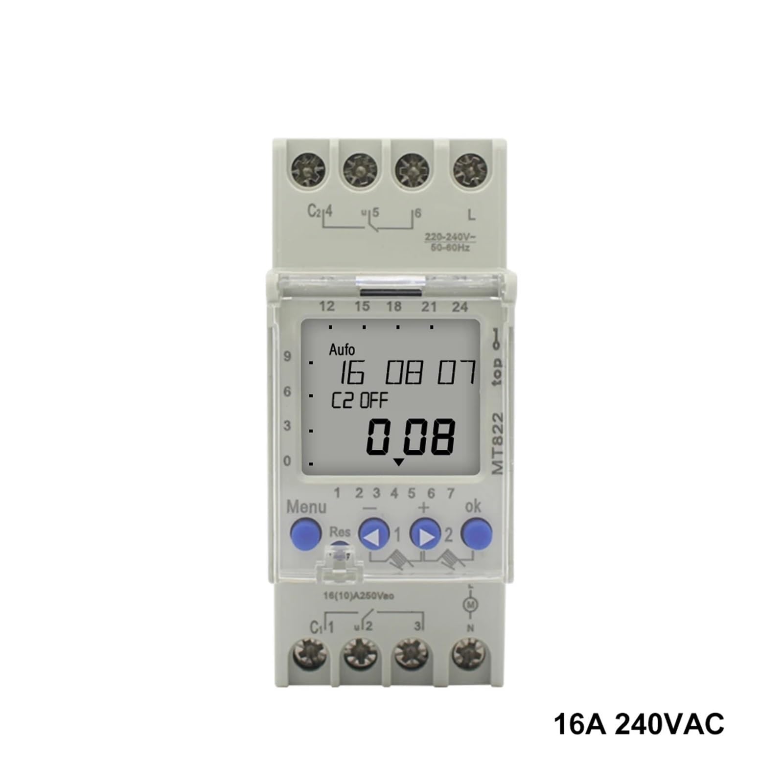Interruttore Timer Digitale Multifunzione a 2 canali con Display LCD e Ciclo di 7 Giorni, 250 V CA