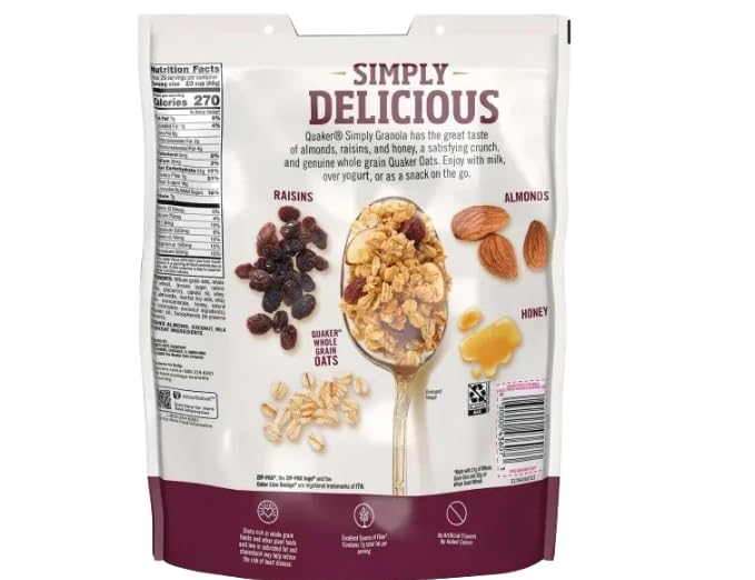 Simply Oats, Honey, Raisins & Almonds Granola, 34.5 oz Bags, 2 Count (1 Pack)