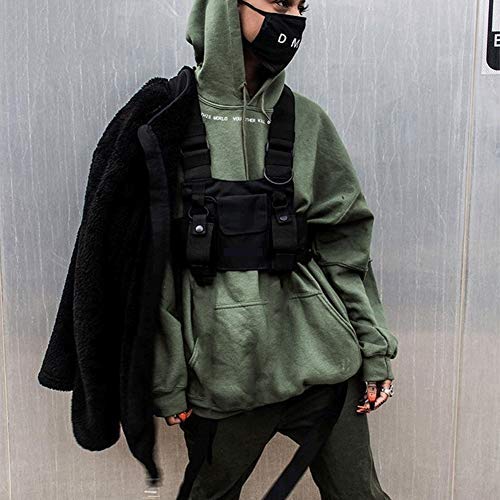 Longzhuo Schoudertassen, tas met voorvak, hiphop, streetwear voor dames en heren, functionele taillepacks, verstelbare zakken, sporttas - Image 5