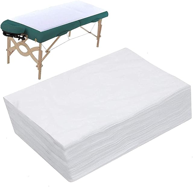 20 Pieces Disposable Non-Woven Bed Sheets Waterproof and Oil Proof Massage Table Sheets Thick Bed Cover Fabric Bed Pads for Spa Club Beauty Salon Hotels Tattoo Lash Bed, 80cm x 172cm (White)