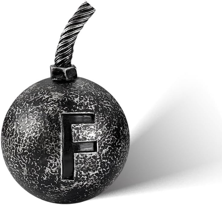 Initial Bomb Paperweight Humor Decor with Ball Paperweight Functional and Stylish Office Paperweight Gift for Office Co-Worker Boss,Student with Letter Paperweight Desk Decor (F)