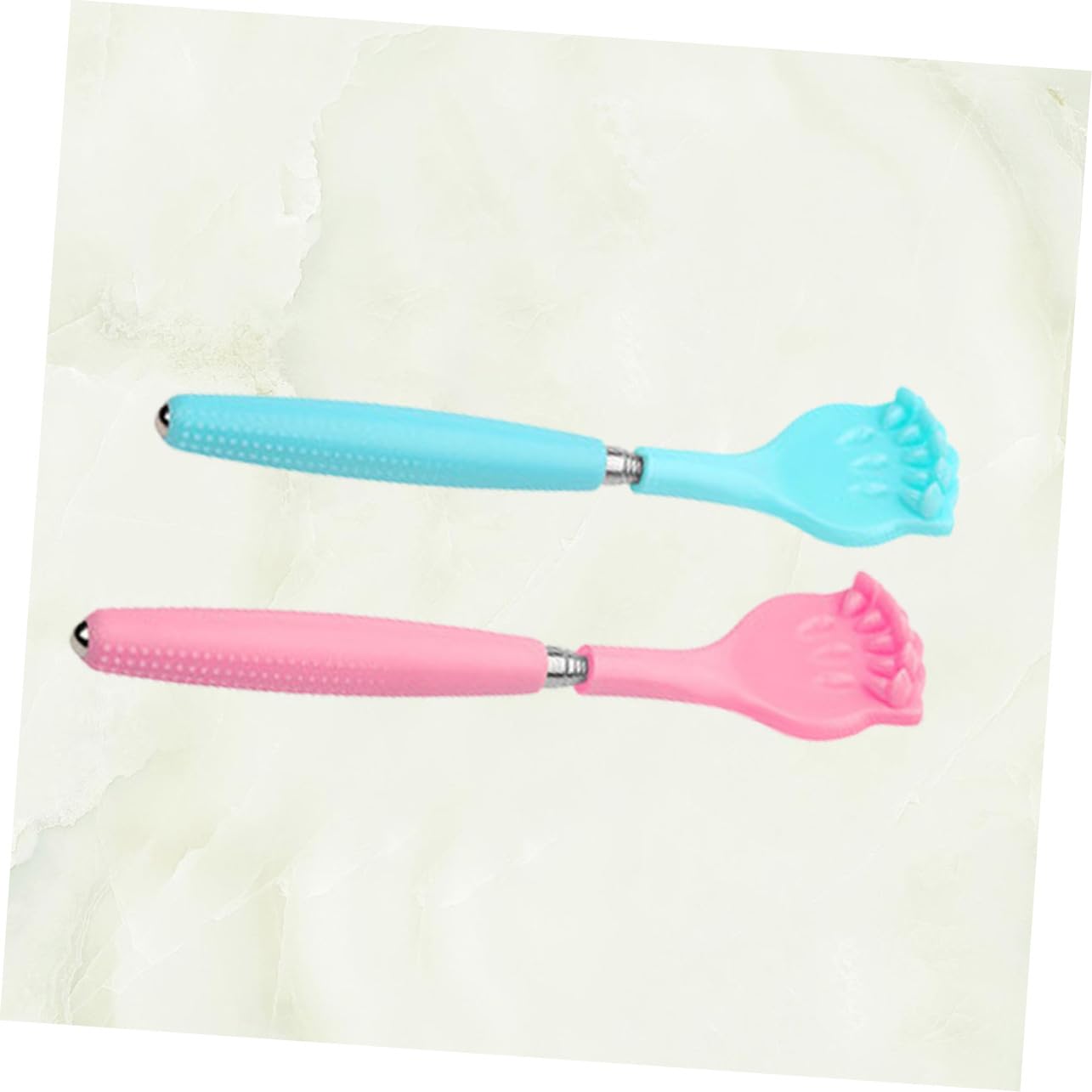 6piezas Rascador De Espalda Flexible Diseño Telescópico Masajeador Corporal Multifuncional Azul y Rosa Para Aliviar Picazón y Estrés