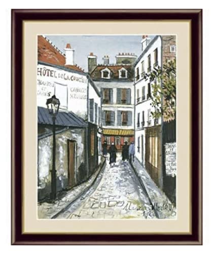 モーリス・ユトリロ『ベルヴィルの通り』高精彩工芸画+手彩 風景画 パリ 街並 建物 フランス絵画 エコール・ド・パリ 近代絵画 世界の名画  版画【複製画】【F6-R3157】【F4-R3931】 (F6)