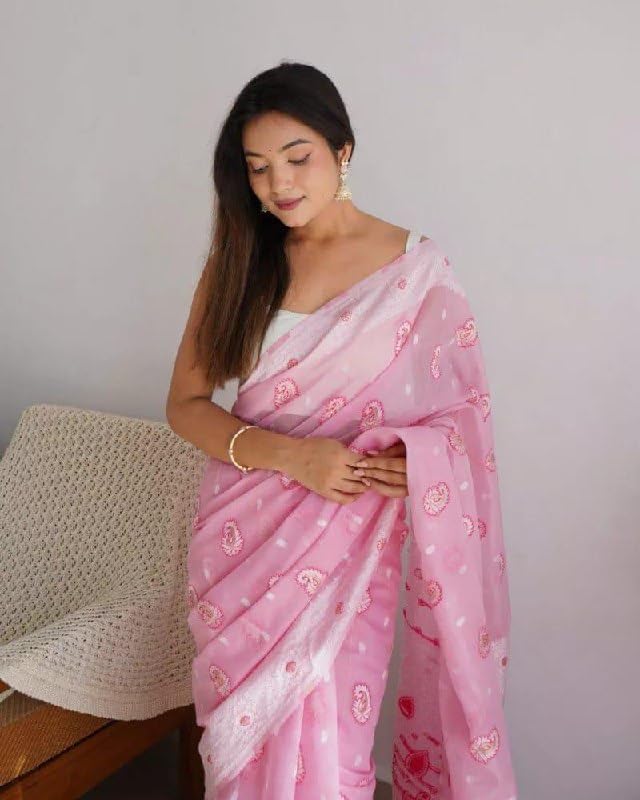 Image of Flosive Women's Woven Cotton Silk Saree With Unstitched Blouse Piece