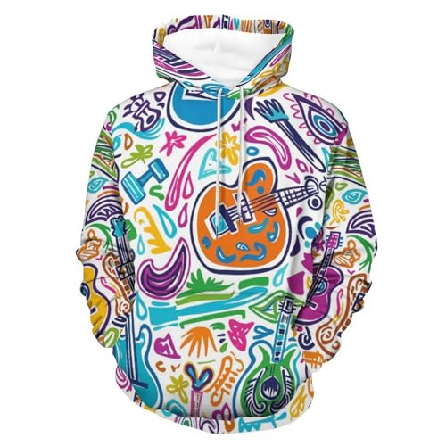 Sweat à capuche guitare colorée pour homme et femme