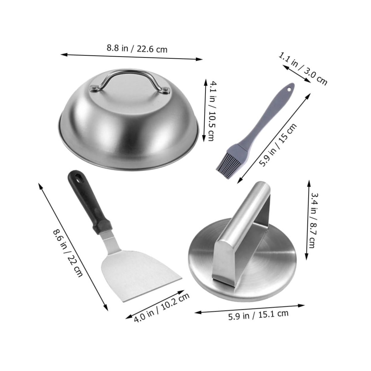 TOYANDONA Stampo per Hamburger in Inossidabile Pressa per Hamburger Manico Utensile per per Pressa per Torta Carne Strumento per Schiacciare