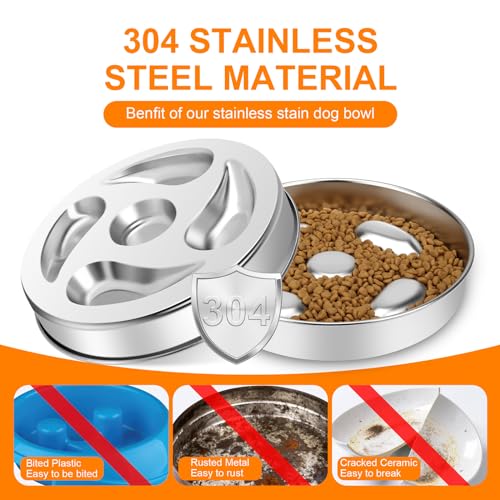 Antischlingnapf Hunde Edelstahl, ACEONE Anti Schling Napf Hund mit Silikonmatte, Metal Slow Feeder Hundenapf, Schlingnapf Hunde Groß mit Napfunterlage Hund (Silikonmatte)
