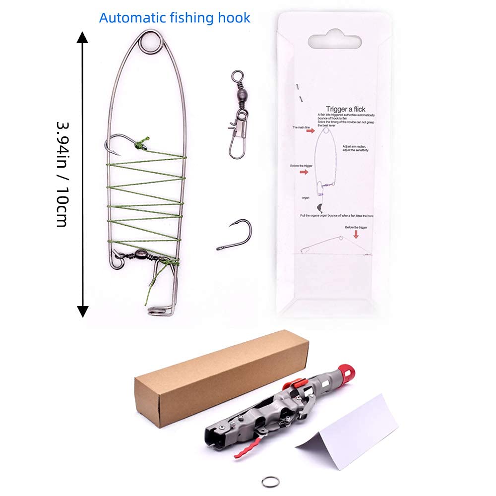Hetkrishi 2 Spring Loaded Adjustable Fishing Rod Holder Angle Hook Setter Trap, Stainless Steel Auto Tip-Up Pole Ground Stand, Lazy Smart Fish Catcher Rack for Spinning Reels Bank Shore Fishing 4