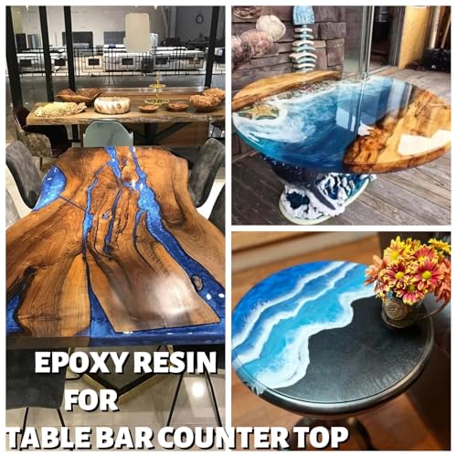 Image of Deep Pour Epoxy Resin Clear 1.5 Gallon 2-4 inch Depths for Table Bar Top Countertop Wood Art Craft, 2 Part Food Safe Self-Leveling Bubble Free Casting Resin Coating Resina Epoxica