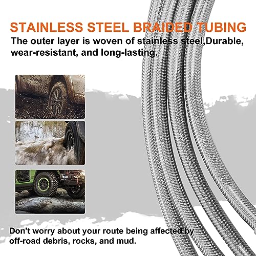 89716 Stainless Brake Lines - Front/Rear Stainless Brake Lines Kit Compatible with 2007-2018 4WD Jeep Wrangler JK Unlimited/2 Door 2007-2010 2WD Jeep Wrangler JK Unlimited (4pcs) by JINGTAO88 - Image 3