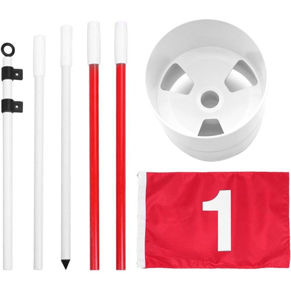 Drapeaux De Golf Drapeaux avec Tasses Pratique Putting Green Flag Golf Pole Pin Flaghole Golf Hole Cup Portable Mini Golf Flag Sticks pour Yard Golf Course