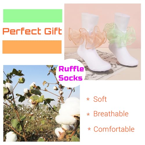 Toddler Girls Ruffle Socks Baby Girl Big Double Lace Ruffle Frilly Turn Cuff Socks Toddler Dress Socks 4/3 Pairs ﻿3