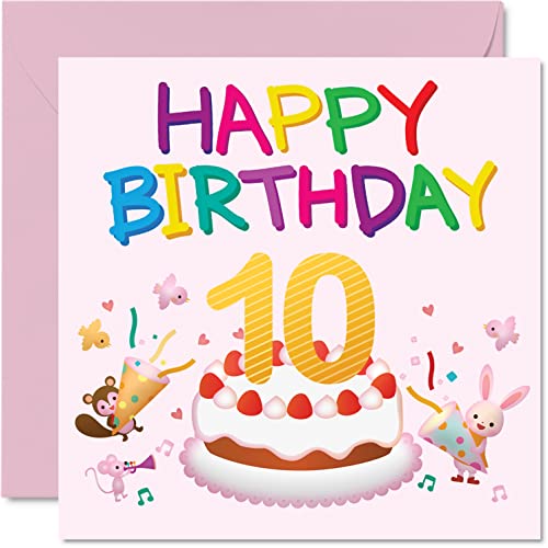 お誕生日カード Amazon | 10歳の誕生日カード 女の子 – 生き物パーティーバースデー