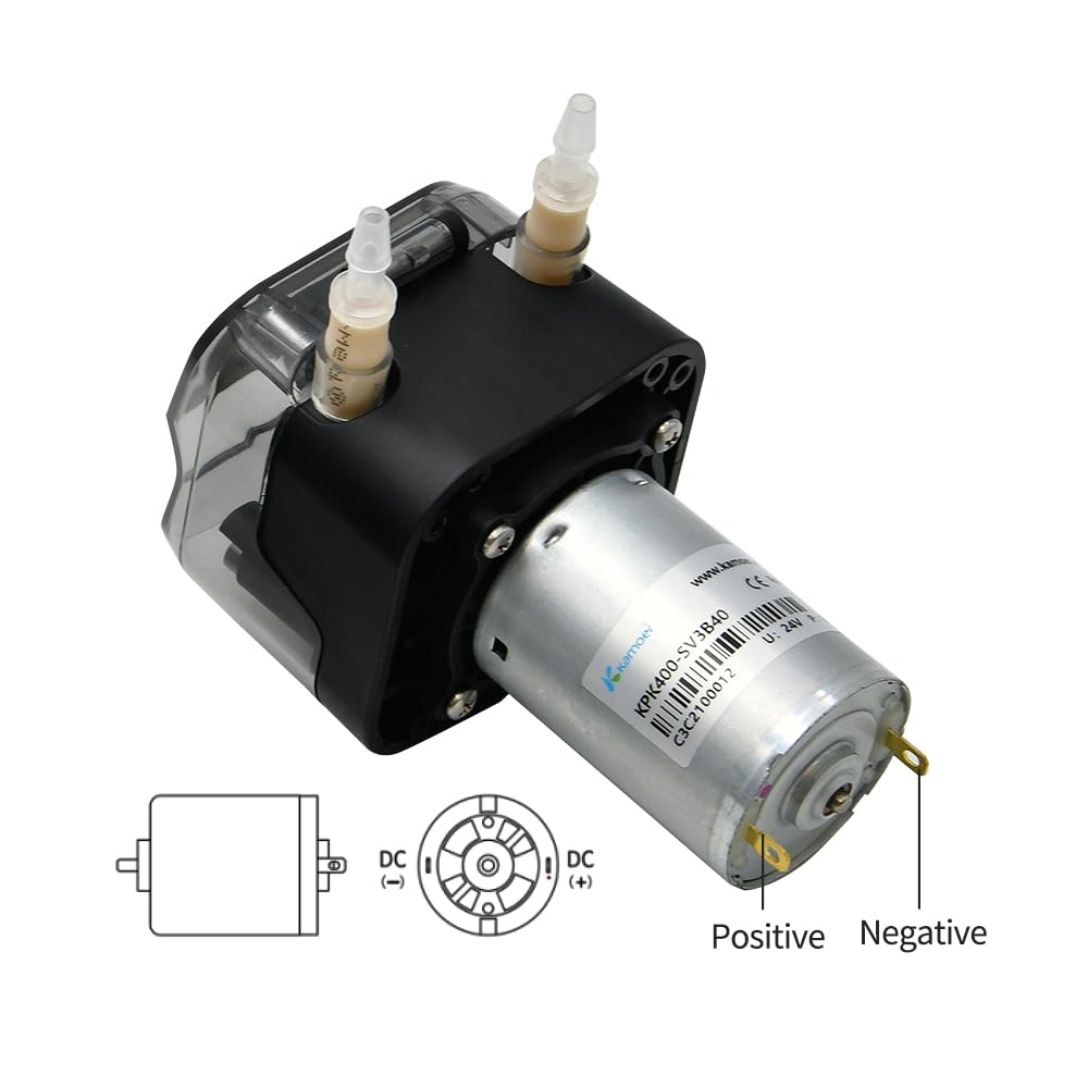 Bomba peristáltica Kamoer KPK400, 12 V CC, bomba dosificadora de líquido de alta velocidad, 360 ml/min, tubo BPT, diámetro interior 4,8 mm x diámetro exterior 8 mm, 3 rotores